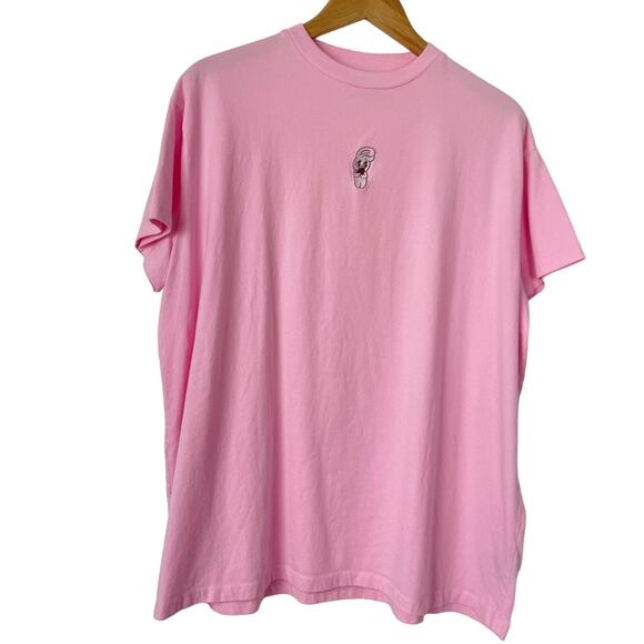 Lazy Oaf Pink T Shirt Bunny Embroidered Esther Bunny with Rose - Picture 8 of 8